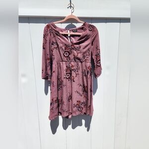 Lily Rose Pink Dress with Multi Color Floral | Long Sleeve | Size XS